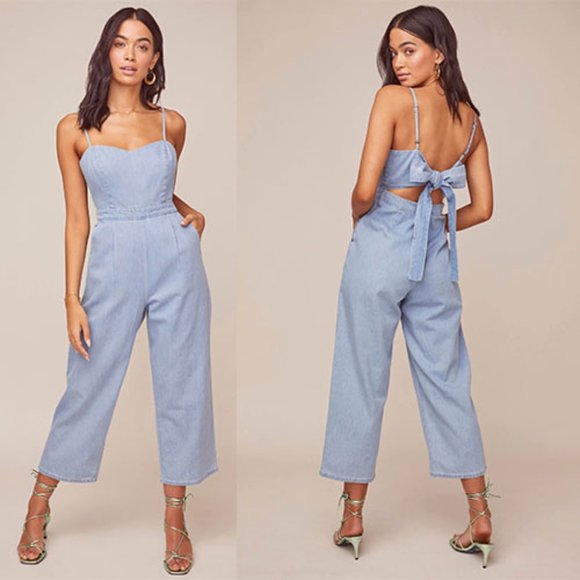Astr Pants - Astr The Label Blue EDIE DENIM JUMPSUIT Women's XS